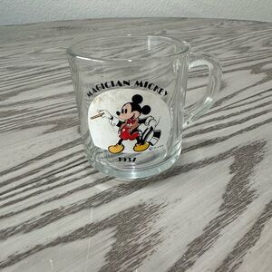 Vintage Anchor Hocking Magician Mickey Mouse 1937 Replica Souvenir Clear Mug